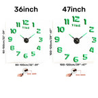 Large 3D Wall Clock Luminous Classic Wall Clocks DIY Digital Clock Wall Watches Stickers Silent Clock for Home Living Room Table