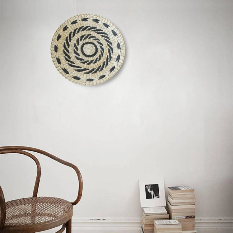 Boho Hand Woven Wall Basket Hanging Home Decorative Rustic Wall Basket Decor Pendants For Kitchen Farmhouse Table Living Room