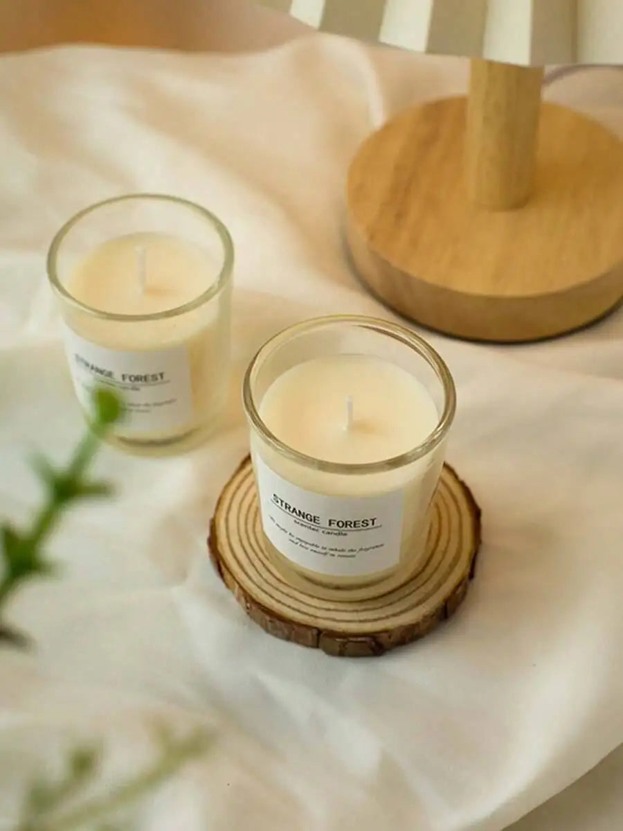 1Pc Glass Scented Candle Cup, Made Of Soy Wax, Gardenia Vanilla Scents, Warm White Unscented Transparent Glass,