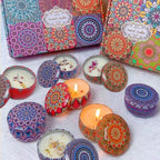 Bohemian Floral Tin Candle with Rose Petals | Natural Essential Oils for Home Decor, Odor Control & Emergency Lighting