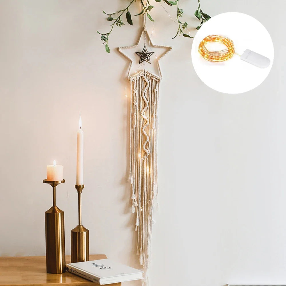 Macrame Dream Catcher Boho Home Decor Moon Ramadan Decoration Macrame Wall Hanging Baby Nordic Room Decoration for Kids Nursery