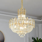 2025 Light Luxury Crystal Ceiling Chandelier Amber And Smoky Grey Crystal Circular Living Room Elegant Ceiling Lamps LED Lustre