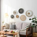 Boho Hand Woven Wall Basket Hanging Home Decorative Rustic Wall Basket Decor Pendants For Kitchen Farmhouse Table Living Room
