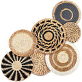 7PCS Boho Wall Baskets Seagrass Rattan Wicker Handmade Wall Art Room Decor Round Shape Hanging Wall Basket