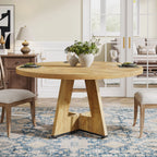 Tribesigns Round Dining Table for 4, 47 Inch Farmhouse Kitchen Table Small Dinner Table Kitchen Dinning Table for Dining Room