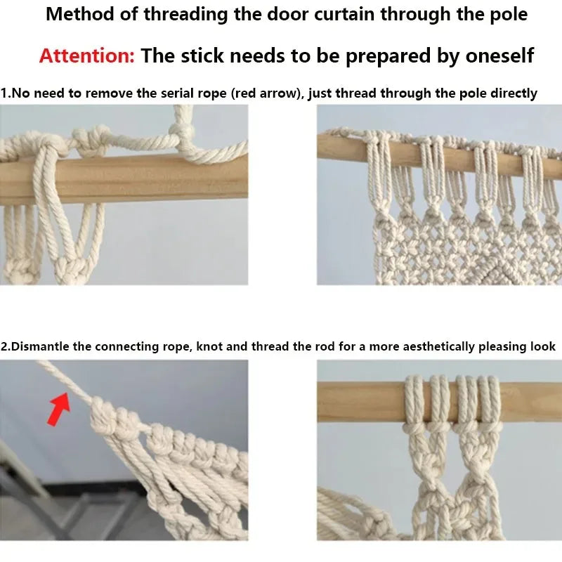 Hand-woven Macrame Door Curtain Bohemia Wall Hanging Tapestry For Home Window Doorway Bedroom Living Room Wedding Backdrop Decor