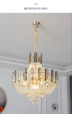 2025 Light Luxury Crystal Ceiling Chandelier Amber And Smoky Grey Crystal Circular Living Room Elegant Ceiling Lamps LED Lustre