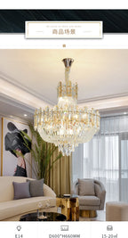 2025 Light Luxury Crystal Ceiling Chandelier Amber And Smoky Grey Crystal Circular Living Room Elegant Ceiling Lamps LED Lustre