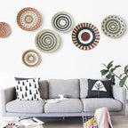 Boho Hand Woven Wall Basket Hanging Home Decorative Rustic Wall Basket Decor Pendants For Kitchen Farmhouse Table Living Room