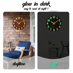 12 Inch Luminous Wall Clock Wood Silent light in dark night Nordic Fashion Wall Clock Non Ticking Clock With Night Light