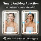 20x28 inch LED Bathroom Mirror Vanity Mirrors with Backlit Lights Fogless Makeup Mirror Wall Mounted with Demister