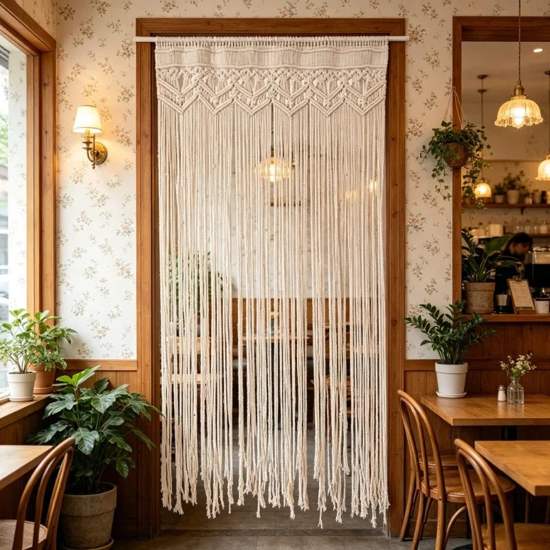 Hand-woven Macrame Door Curtain Bohemia Wall Hanging Tapestry For Home Window Doorway Bedroom Living Room Wedding Backdrop Decor