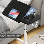 Movable Overbed Table With Wheels, Adjustable Height Overbed Table, Rolling Tray Table, Medical Bedside Desk For Home Office