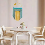 Hand-woven Cotton Rope Sunrise Sunset Tapestry Bohemian Colorful Sunrise Sunset Wall Art with Tassel Decorative