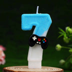 Game Controller Number Candles 0-9, Blue Glitter Video Game Birthday Cake Topper, Gamer Themed Number Candle for Boys Birthday P