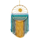 Hand-woven Cotton Rope Sunrise Sunset Tapestry Bohemian Colorful Sunrise Sunset Wall Art with Tassel Decorative