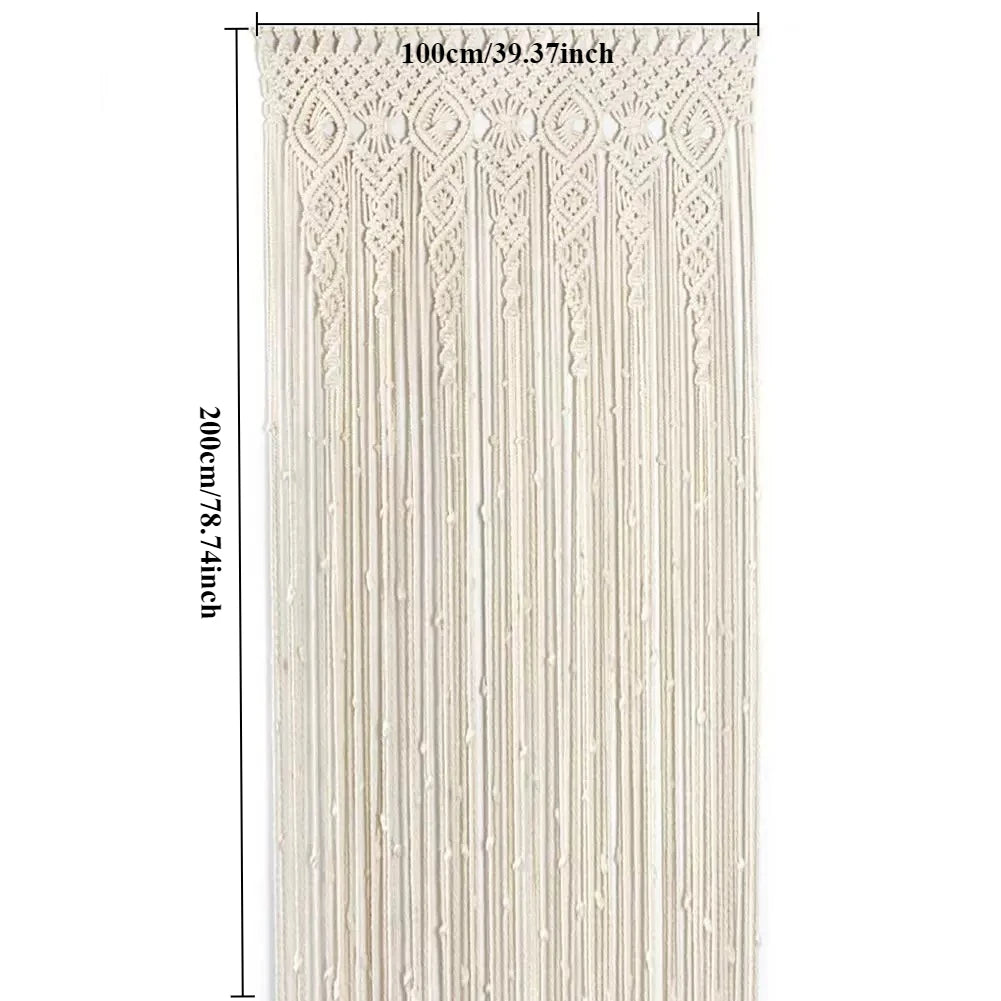 Hand-woven Macrame Door Curtain Bohemia Wall Hanging Tapestry For Home Window Doorway Bedroom Living Room Wedding Backdrop Decor