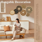 4/7PCS Boho Wall Baskets Seagrass Rattan Wicker Handmade Wall Art Room Decor Round Shape Hanging Wall Basket Home Decor