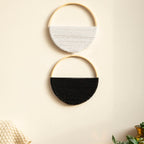 2pcs Macrame Round Wall Hanging Woven Tapestry Bamboo Circle Wall Decor Boho Home Decorations Living Room Decors Aesthetic Gifts