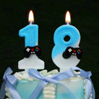 Game Controller Number Candles 0-9, Blue Glitter Video Game Birthday Cake Topper, Gamer Themed Number Candle for Boys Birthday P