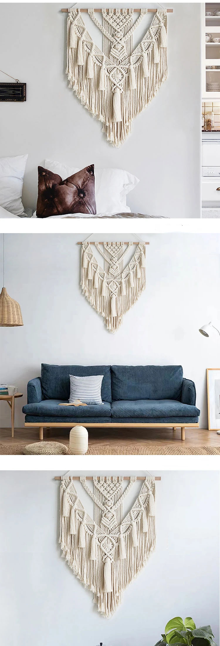 Macrame Woven Wall Hanging Boho Home Chic Bohemian Geometric Art Decor Beautiful Apartment Dorm Room Decoration Tapestry