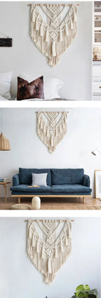 Macrame Woven Wall Hanging Boho Home Chic Bohemian Geometric Art Decor Beautiful Apartment Dorm Room Decoration Tapestry