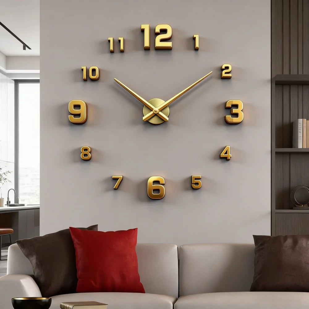 Large 3D Wall Clock Luminous Classic Wall Clocks DIY Digital Clock Wall Watches Stickers Silent Clock for Home Living Room Table