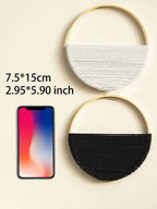 2pcs Macrame Round Wall Hanging Woven Tapestry Bamboo Circle Wall Decor Boho Home Decorations Living Room Decors Aesthetic Gifts