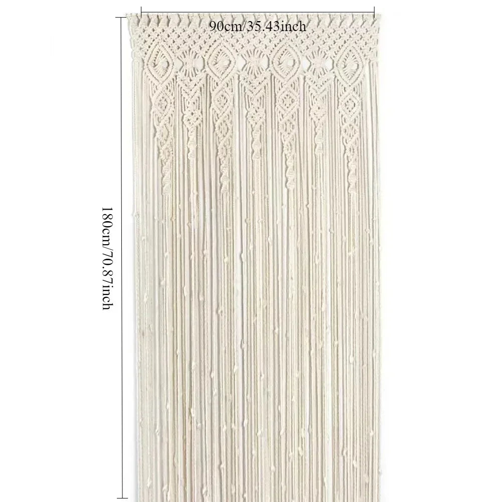 Hand-woven Macrame Door Curtain Bohemia Wall Hanging Tapestry For Home Window Doorway Bedroom Living Room Wedding Backdrop Decor