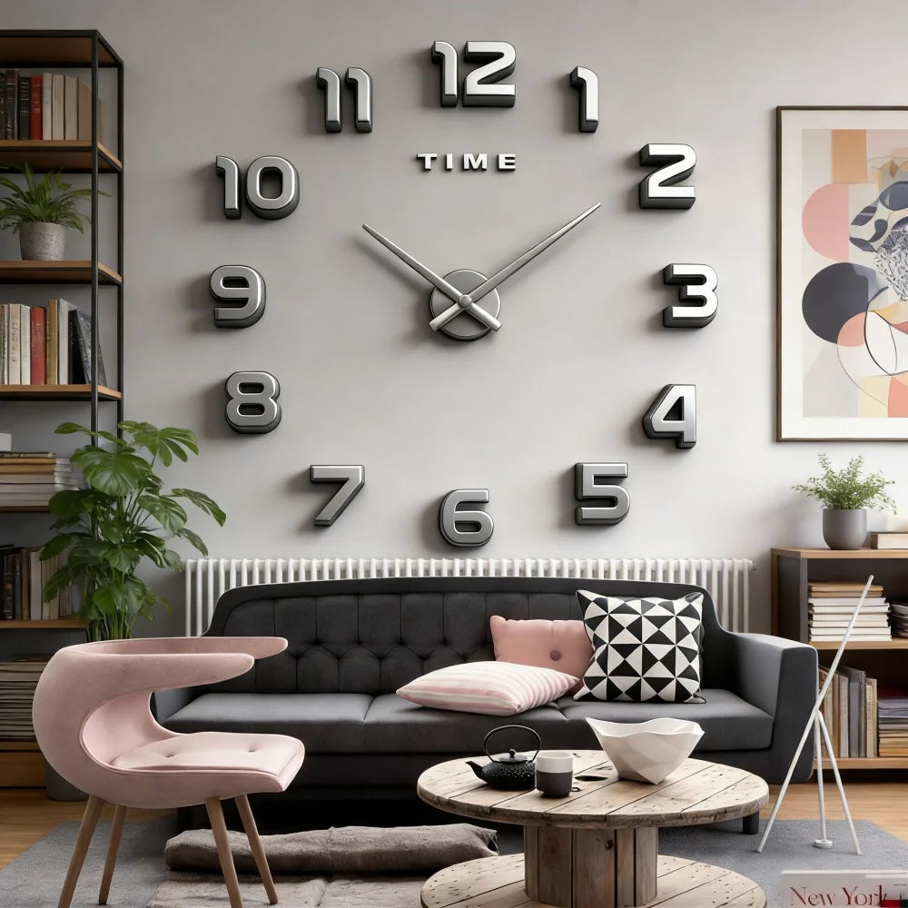Large 3D Wall Clock Luminous Classic Wall Clocks DIY Digital Clock Wall Watches Stickers Silent Clock for Home Living Room Table