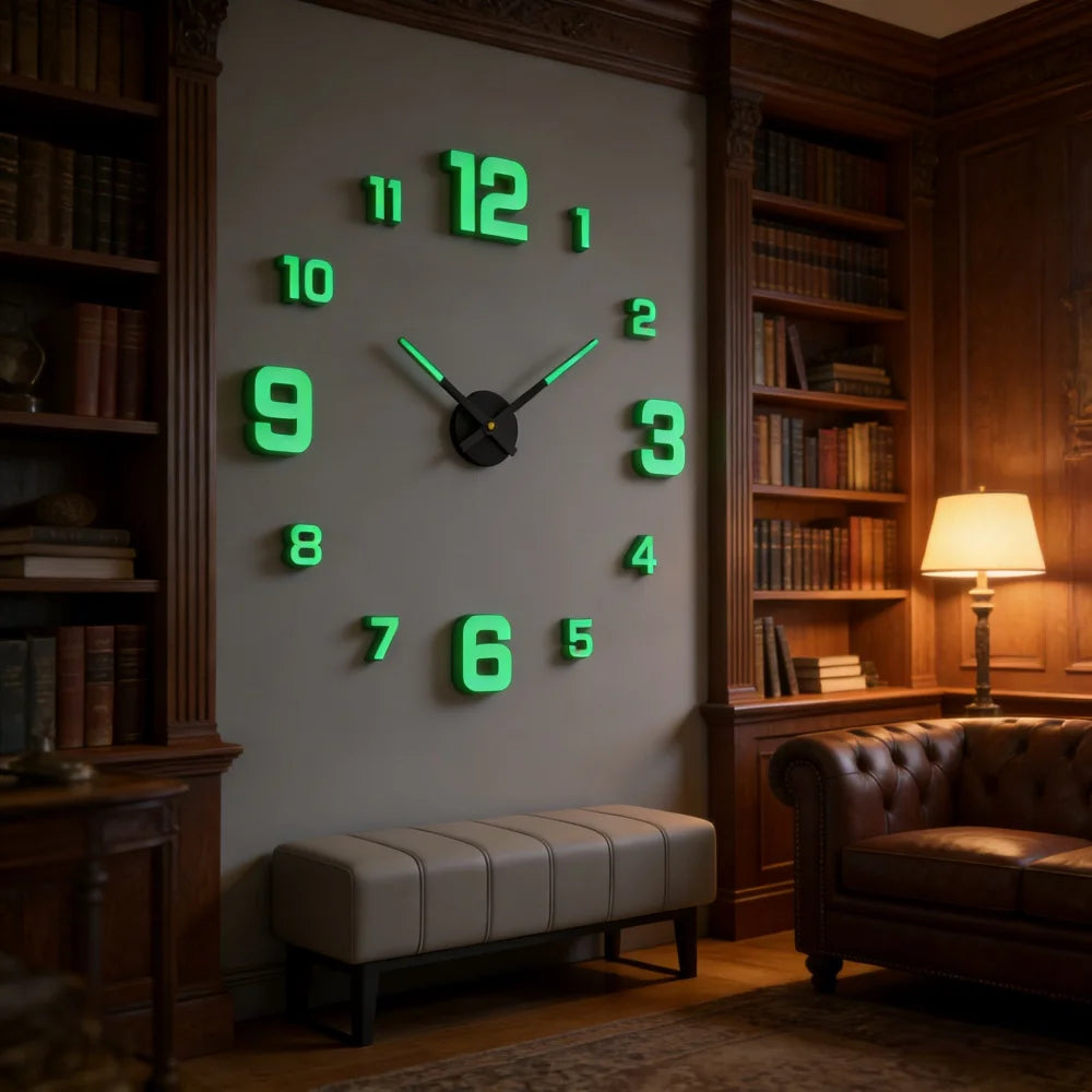 Large 3D Wall Clock Luminous Classic Wall Clocks DIY Digital Clock Wall Watches Stickers Silent Clock for Home Living Room Table