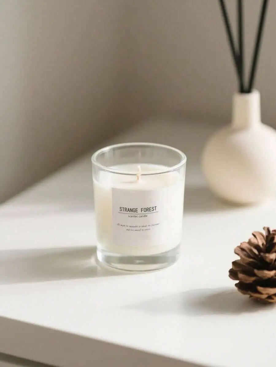 1Pc Glass Scented Candle Cup, Made Of Soy Wax, Gardenia Vanilla Scents, Warm White Unscented Transparent Glass,