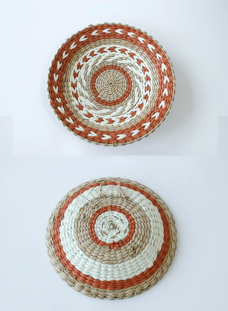 Boho Hand Woven Wall Basket Hanging Home Decorative Rustic Wall Basket Decor Pendants For Kitchen Farmhouse Table Living Room